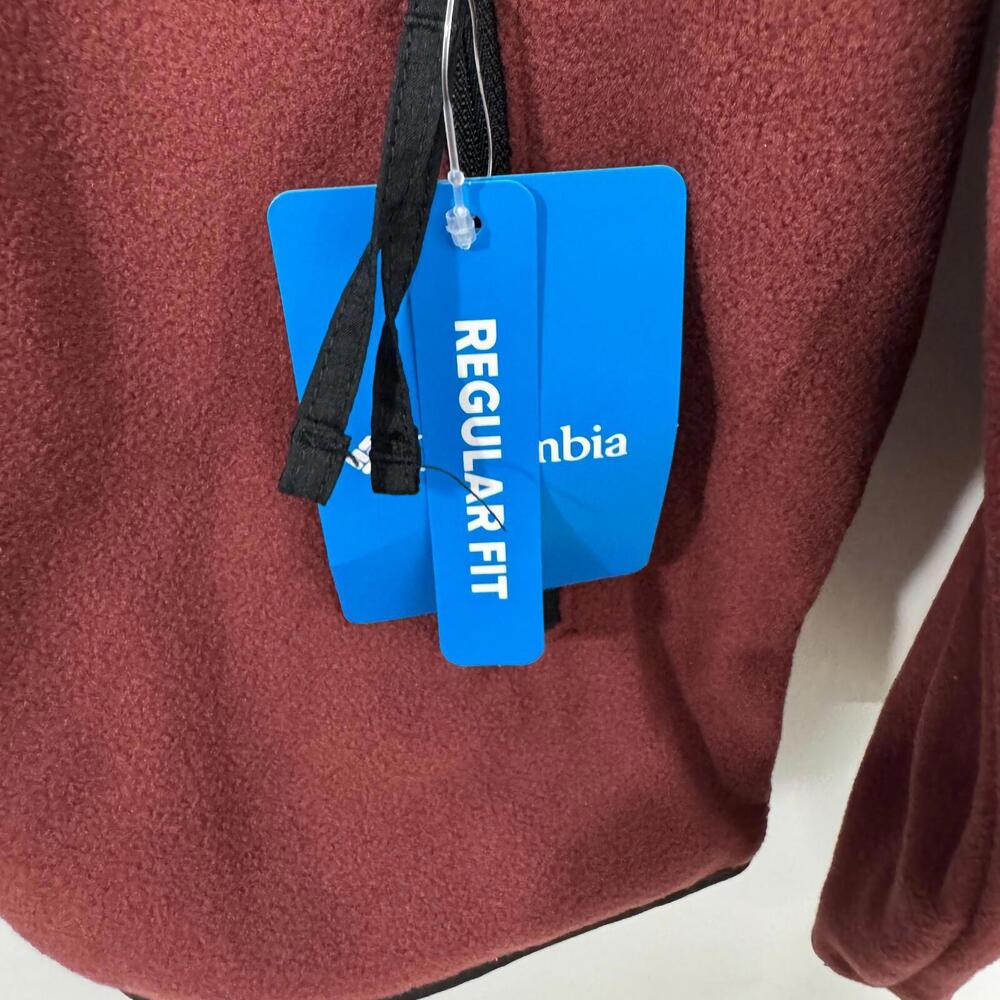 Columbia Men’s Size Large Spice Red Black Sequoia Grove Half Zip Fleece Pullover - Picture 5 of 8